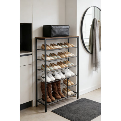 6-Tier Shoe Rack Organizer With Boot Storage, Industrial Metal Mesh Shoe Shelf For Entryway, Closet, Hallway, Bedroom, And Garage