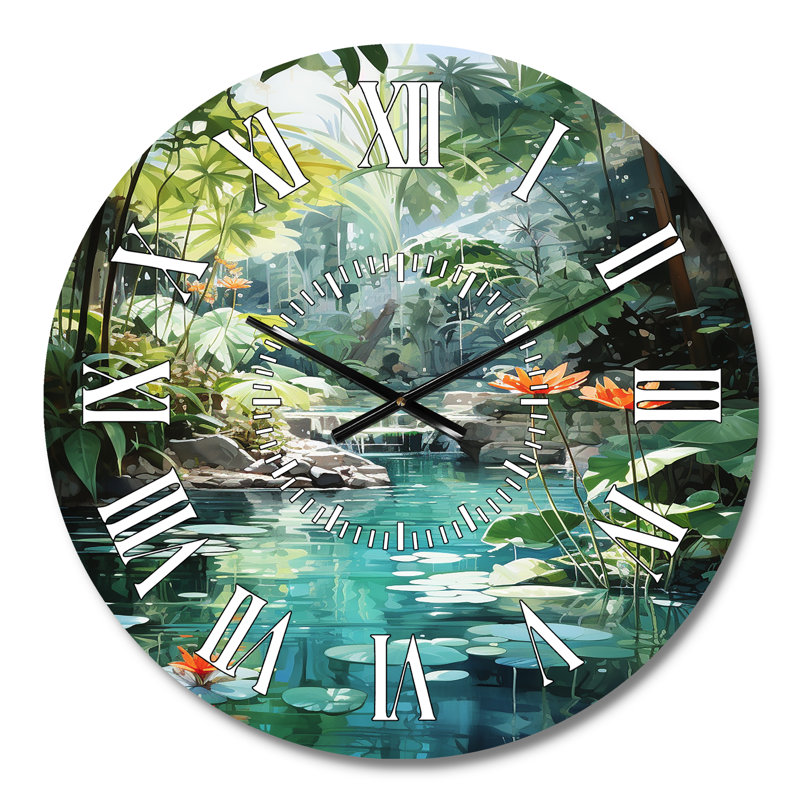 Horloge murale Emerald Oasis A Lush Green Landscape - Paysage et nature, Médium