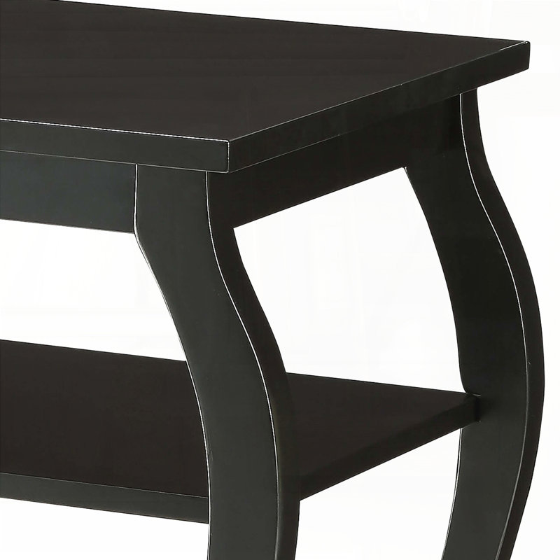 Black 2-Shelf End Table – Cabriole Legs