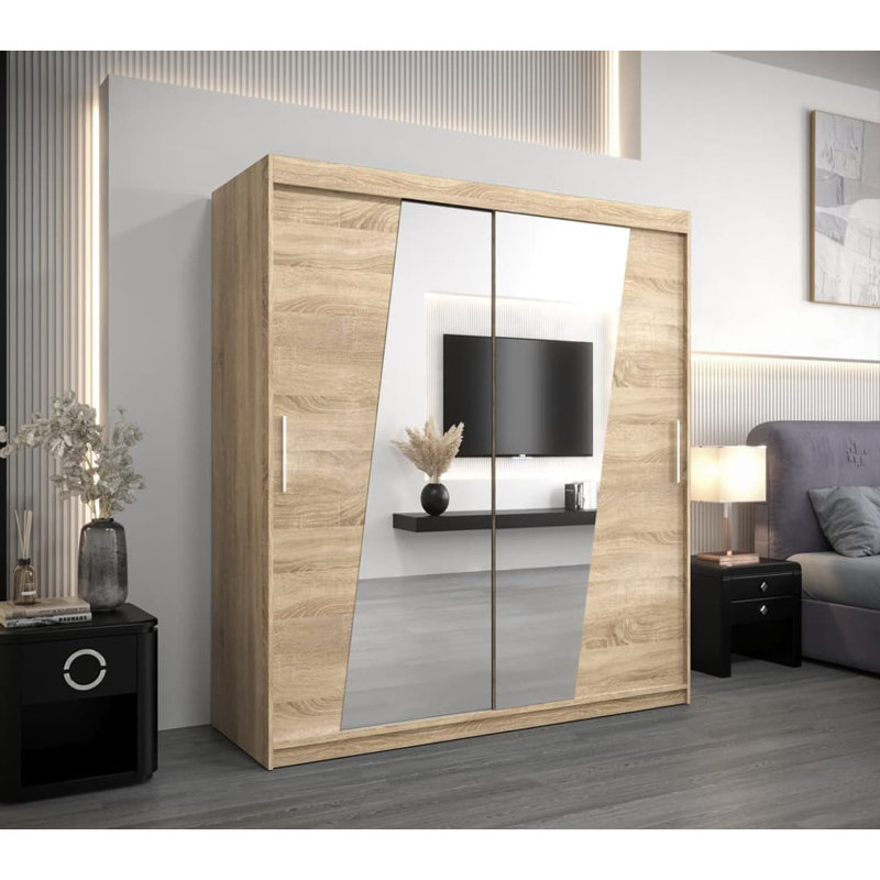 Avlynn 2 Door Manufactured Wood Wardrobe, Oak Sonoma
