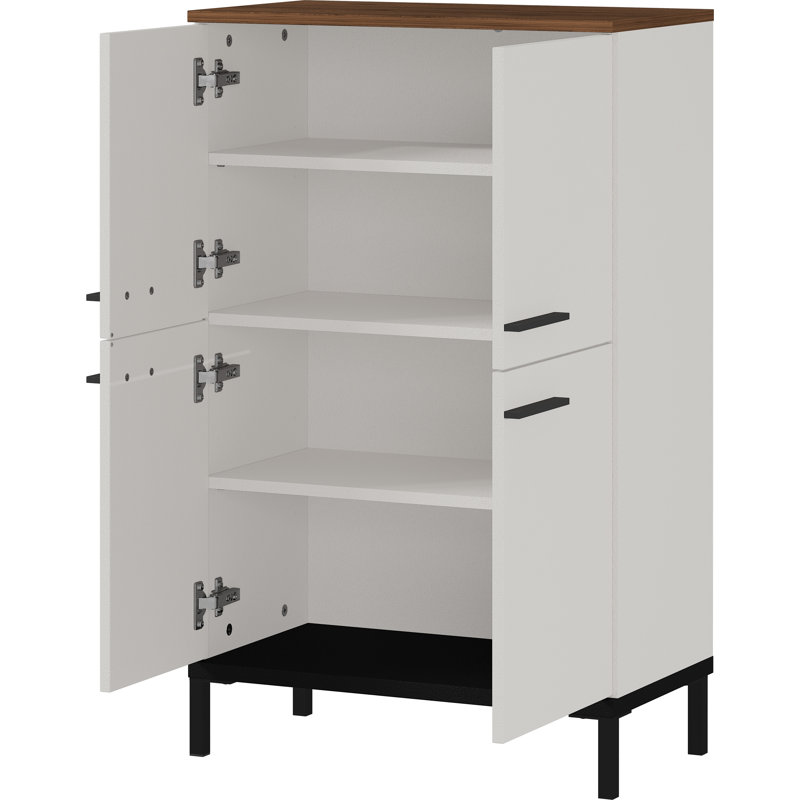 Yonkers  Plastic Free-Standing Bathroom Cabinet, Walnut / Cashemere