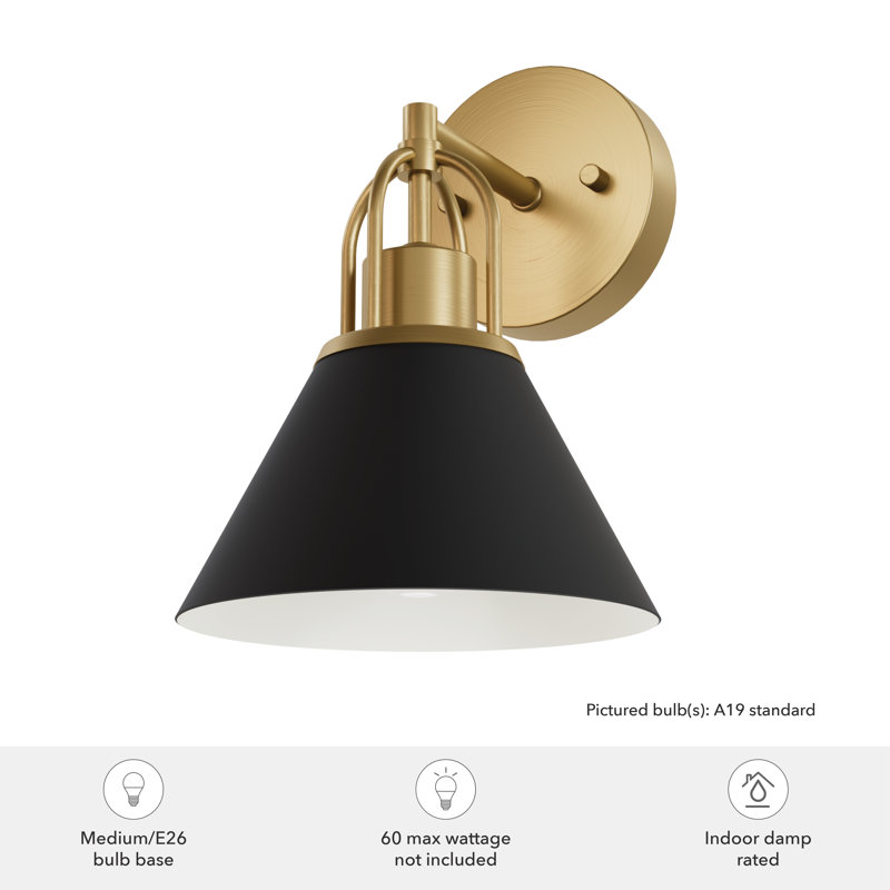Matte Black and Gold Metal Dimmable Wall Sconce