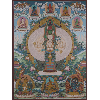 Lokeshvara (Brocadeless Thangka) | Pure 24 Carat Gold With Acrylic Paint