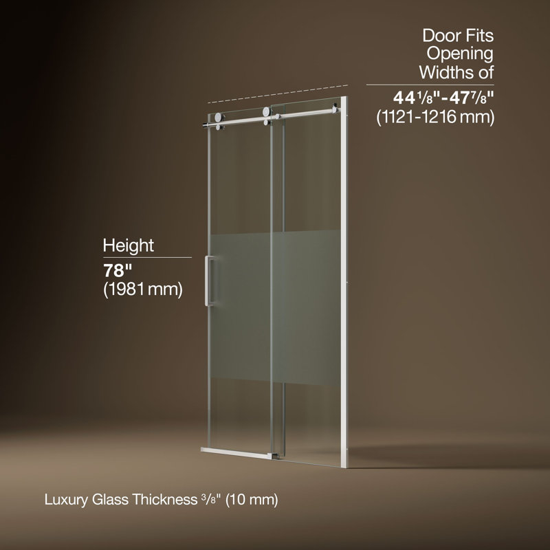 Composed 78 In. H Sliding Shower Door With 3/8 In.-Thick Glass, Silver