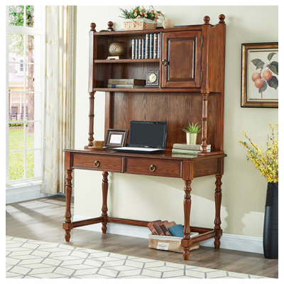 American-Style Solid Wood Desk with Integrated Cabinet