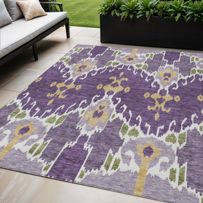 Tapis intérieur lavable ikat doré 5 pi x 8 pi