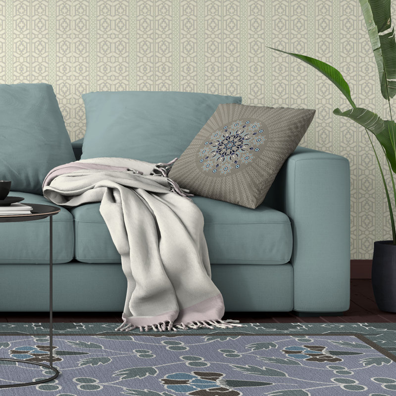 Coussin Wisteria, Gris ; bleu, H 18 po x l 18 po