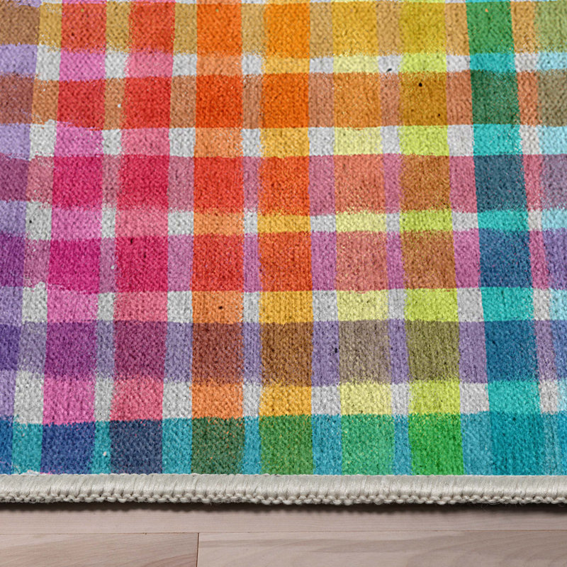 Well Woven Crayola Multi Plaid Plaid Multicolor Area Rug, Rectangle 6'7" x 9'3"