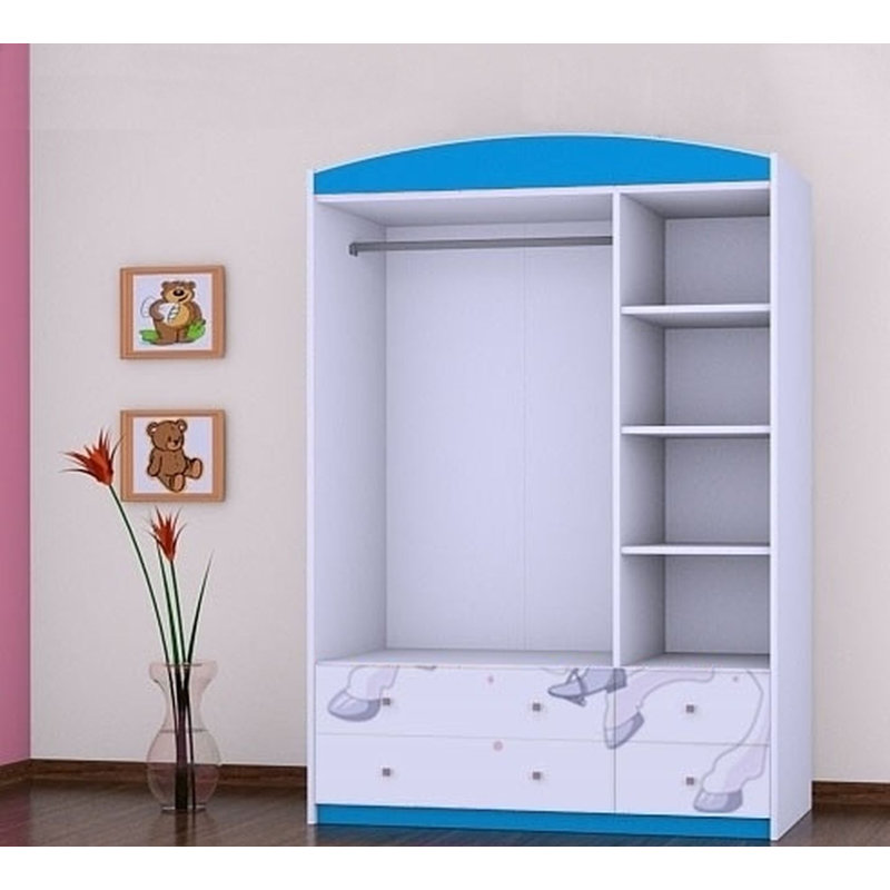 Huard 3 Door Wardrobe, Blue