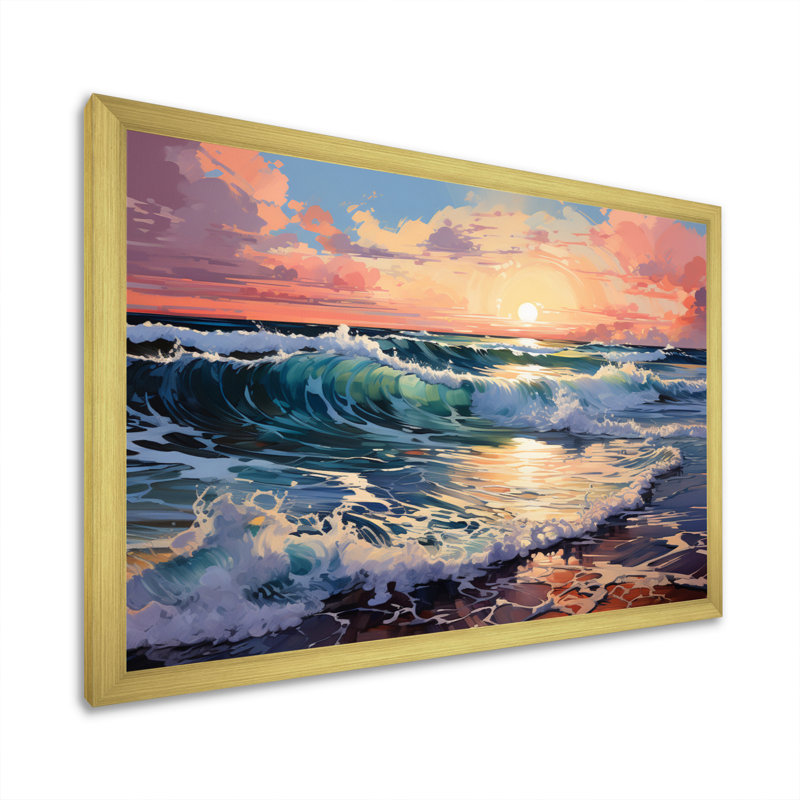 Blairs Coastalocean Coastal Symphony III - Impression, H 30 po x l 40 po x P 1,5 po, Cadre doré à une seule photo