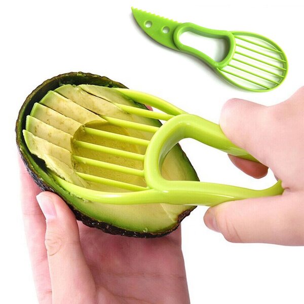 Home Basics 3-in-1 Avocado Slicer, Green, FOOD PREP