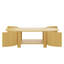 Table basse ovale cannelée avec rangement pour le salon, bois d'hévéa massif, 1 tablette et 2 portes de rangement ouvertes, naturel, 47 po-9053813-9053808