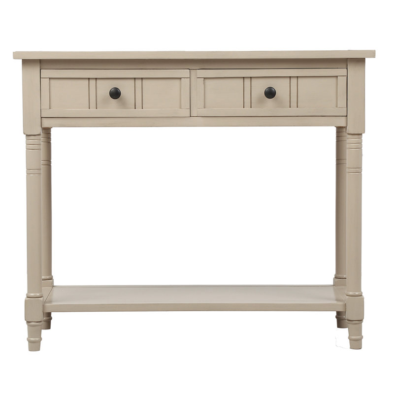 Console Trexm Daisy Series avec deux tiroirs et une tablette inférieure, Gris antique