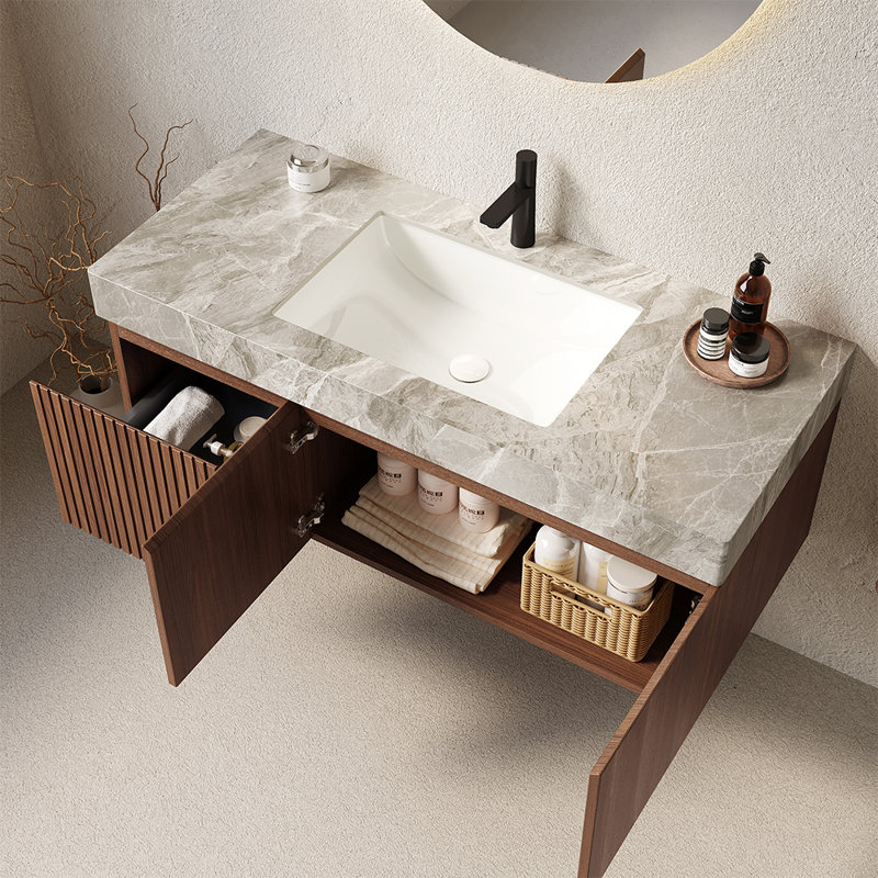 Undermounted Ceramic And Sintered Stone Countertop Basin, Light Gray