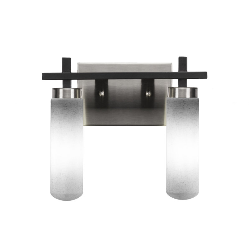 Salinda 2 Light Bath Bar, Matte Black/Brushed Nickel, White Muslin