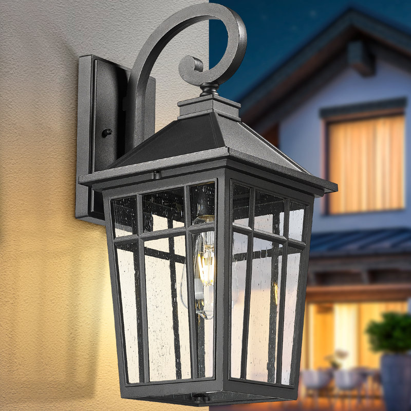 18" Height  Outdoor Wall Lantern with Seeded Glass, White