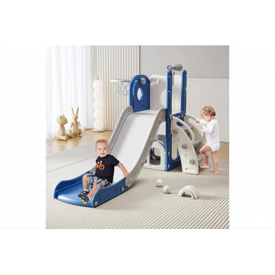 Toddler Slide Kids Climber Slides Baby Slider for Toddler Age 1-3,L Shaped Indoor Outdoor Playground Playset with Basketball Hoop, Storage, Telescope Toy Easy Assembly Gift for Boys and Girls