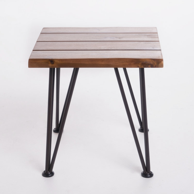 Wood And Iron Legs Rustic Desk, Industrial Style, , 18X18x18, Tone Change Patio Sideboard, Stain Variation