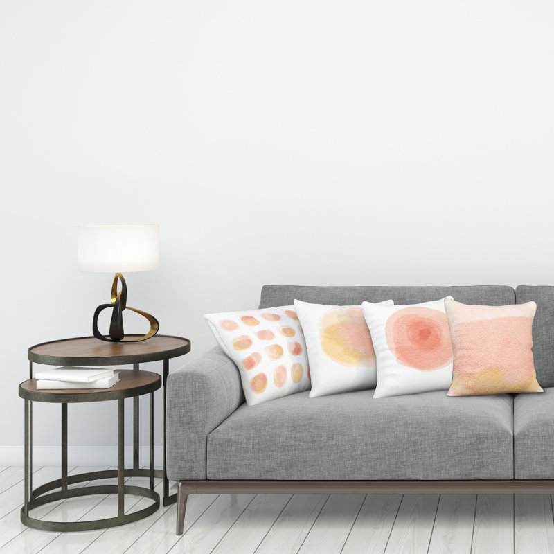 Everts Indoor / Outdoor Abstract Square Cushion Cover, 60cm H x 60cm W x 0.01cm D, Peach/Ecru/White