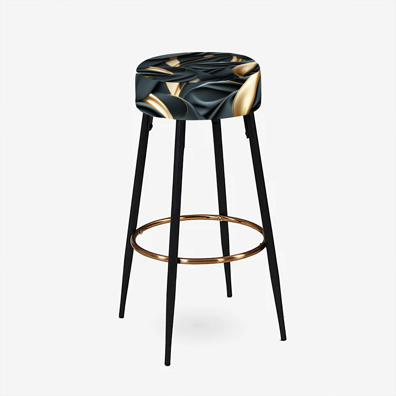Ensemble de 2 tabourets de bar Glamour Noir et Gold Harmony