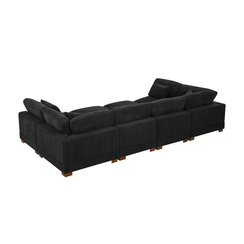 Chrisley Modular Corduroy Sectional, Black Corduroy