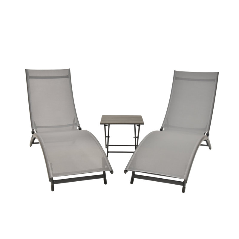 Ensemble de chaises longues avec table Bontang, Gris