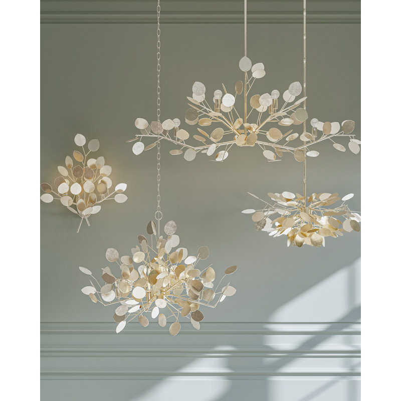 Lunaria 6 - Light Chandelier, Contemporary Silver Leaf