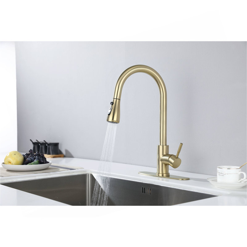 Robinet de cuisine avec douchette extractible, Brushed Gold