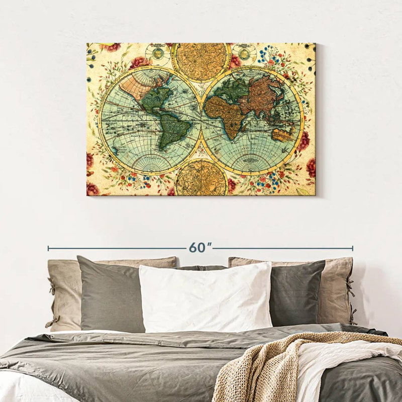 Hémisphères du monde rétro, H 30 po x l 45 po