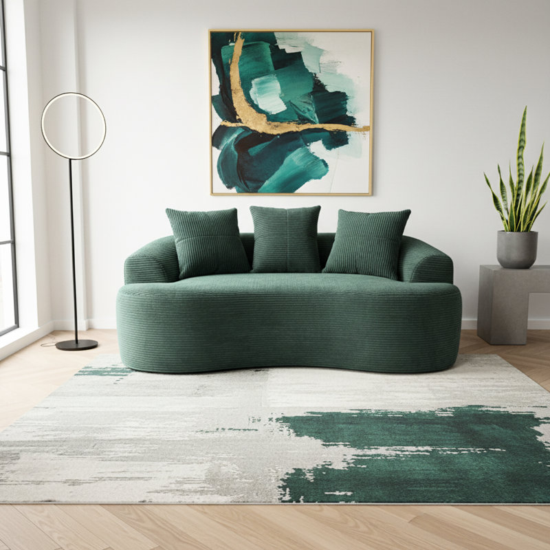Coussins incurvés foncés à ressorts ensachés de 165,5 cm (65,18 po), 3 coussins décoratifs, solution pour petits espaces pour un confort et une détente optimaux.
