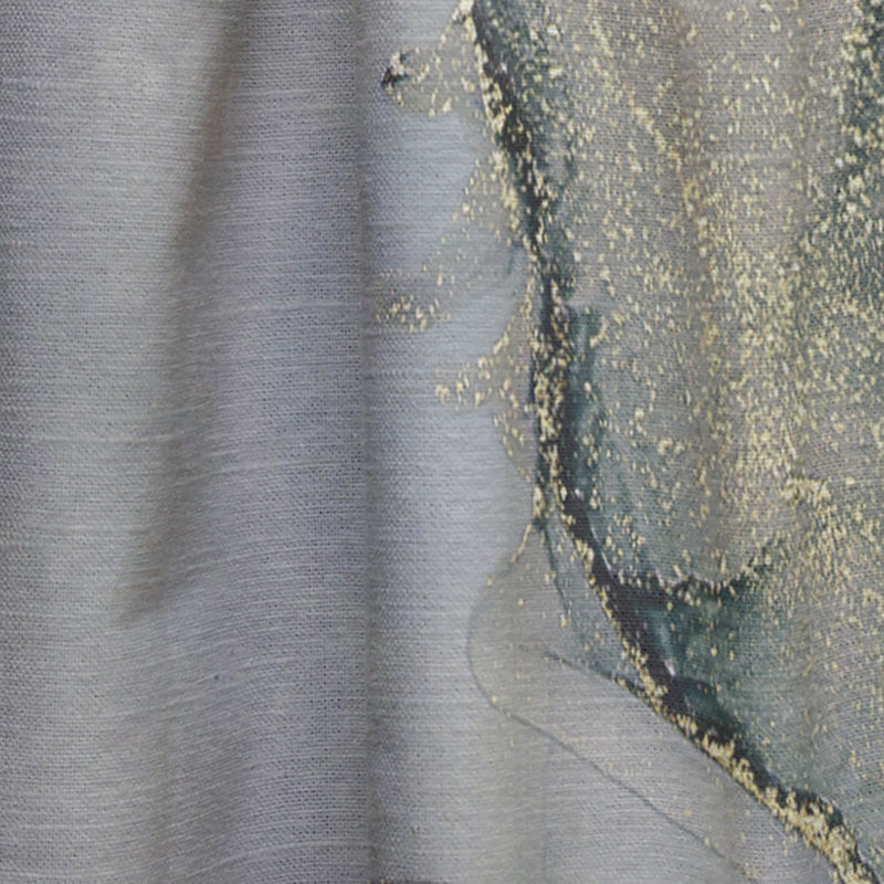 Gris et vert liquide Art I - Rideau abstrait - Velours obscurcissant - 1 panneau, L 52 po x L 120 po