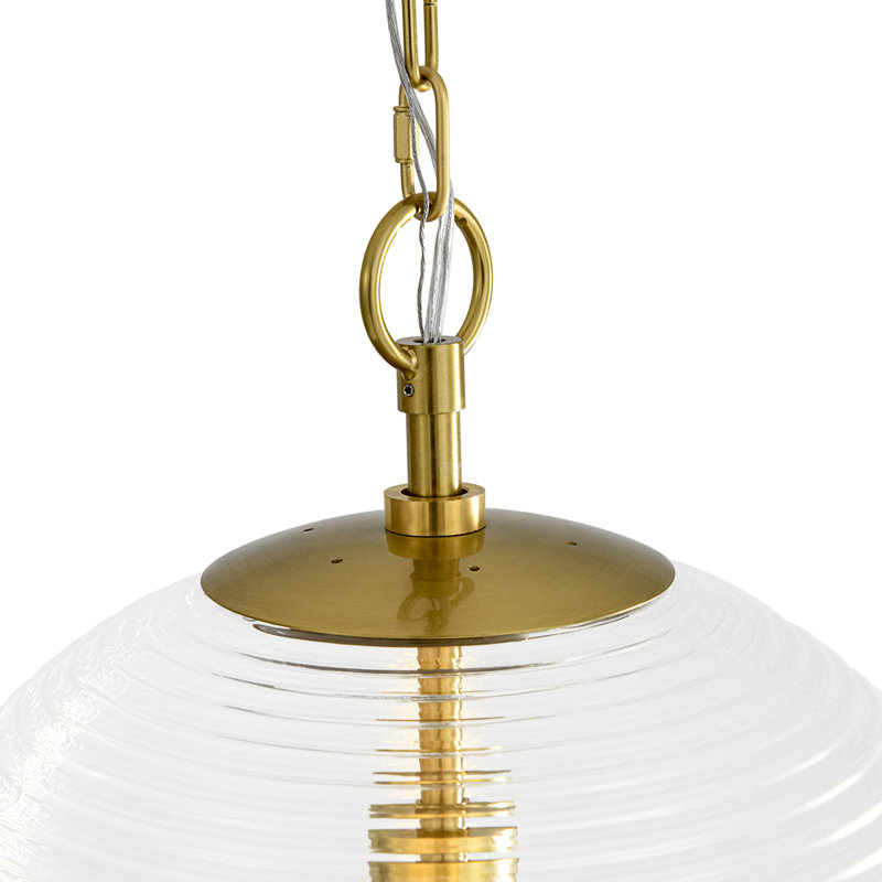 1-Light Clear Reeded Glass Globe Pendant