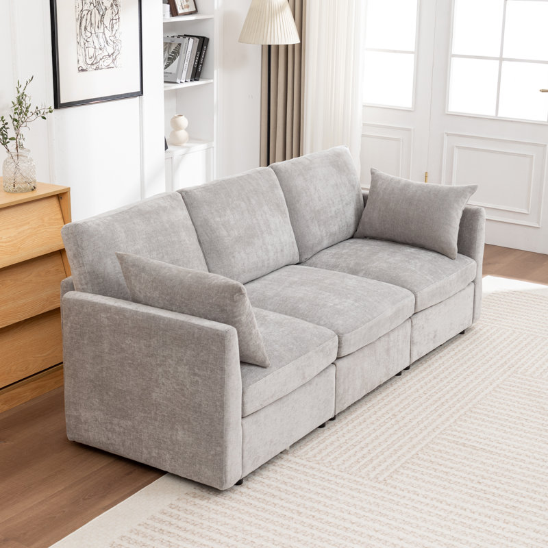 Canapé modulaire rembourré Wilroy, Gris, 3