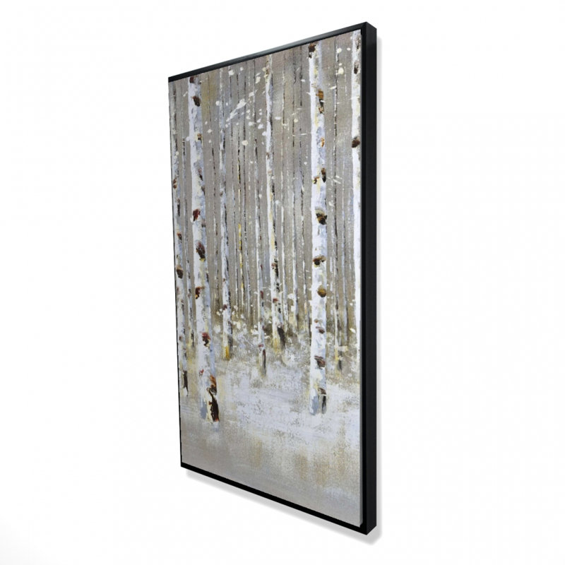 Birch Forest By Winter Print On Canvas, H 48 po x l 24 po