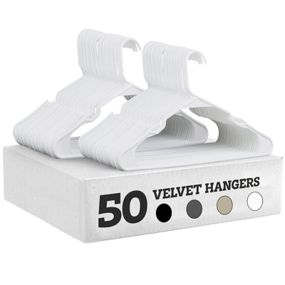 50 PACK White Plastic Non-Slip Standard Hanger