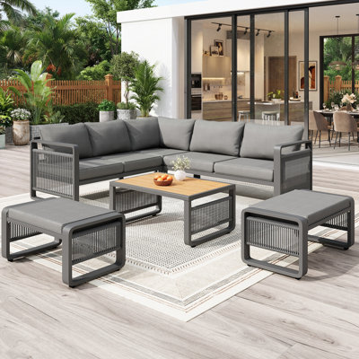 Woven Rope 7 - Person Seating Group With Table