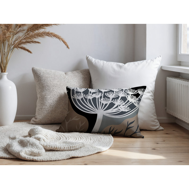 Oreiller rectangulaire réversible intérieur / extérieur Alimi, Rectangle H 14 po x l 20 po, Noir