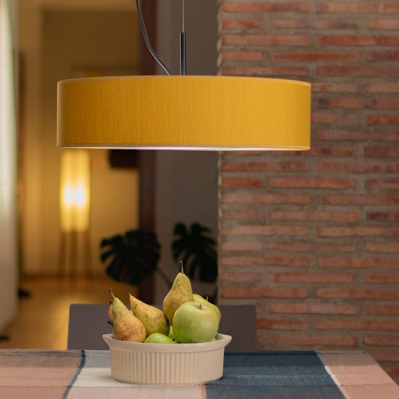 Doce Slim 3 - Light Black/White Drum Pendant, Mustard