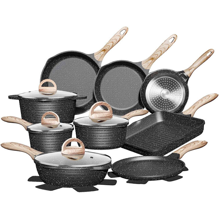 6 PCS URBN-CHEF Ceramic Copper Induction Cooking Pots Lid