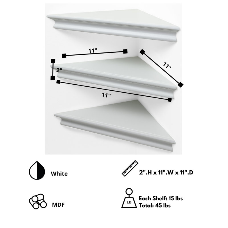 Lebanon 3 Piece Triangle Corner Shelf