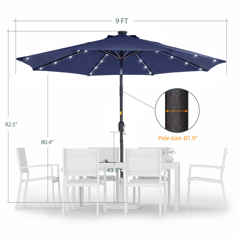 Parasol de marché éclairé 108 po Jamieson, Bleu marine