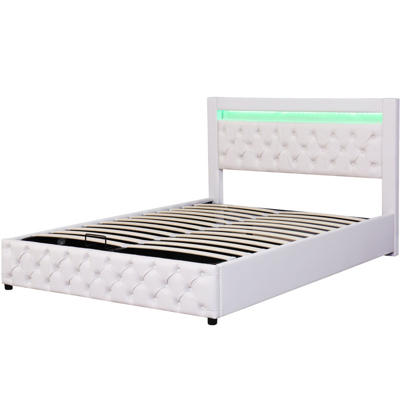 Boyertown Upholstered Ottoman Storage Bed, European Kingsize (160 x 200cm), White