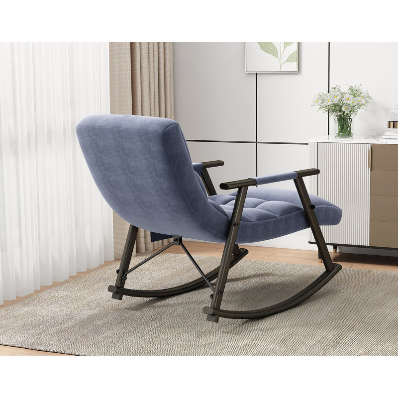 Chaise berçante pliante décontractée rembourrée, chaise berçante de salon réglable à haut dossier et repose-pieds, poches latérales placées dans le balcon du salon