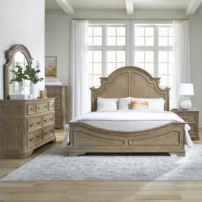  Colchester Queen Panel Bed, Dresser & Mirror, Chest, Nightstand Bedroom Set - Brown