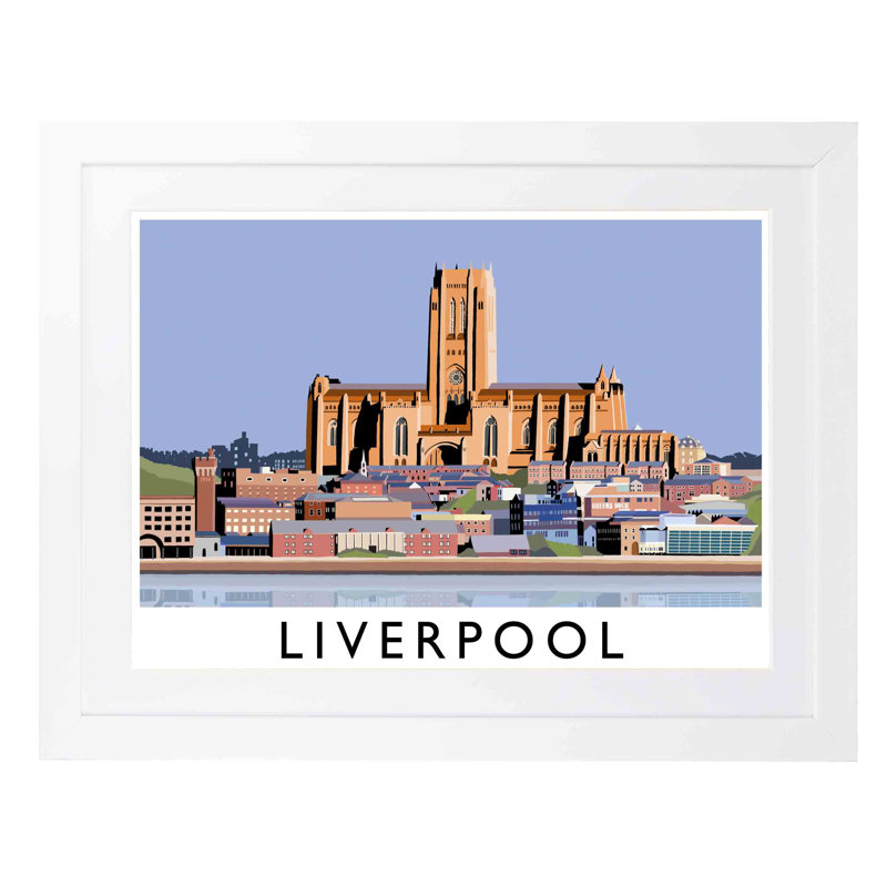 Liverpool by Richard O'Neil - Print, 33.5 cm H x 43.5 cm W x 2.2 cm D, White Wood Frame