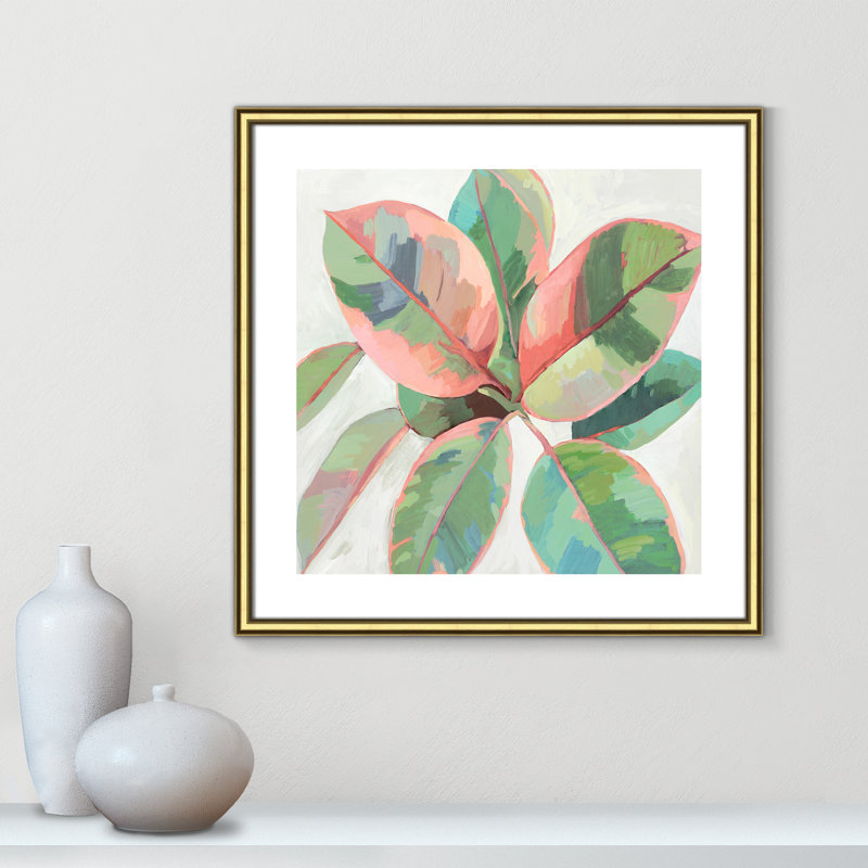 «Pink Ficus II», reproduction d'art, Papier encadré doré, H 24,75 po x l 24,75 po x P 0,88 po