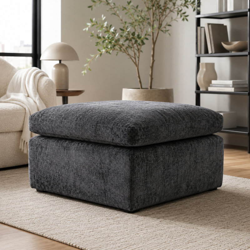 Repose-pieds Ashville en chenille, un module pour canapé modulaire, Gray