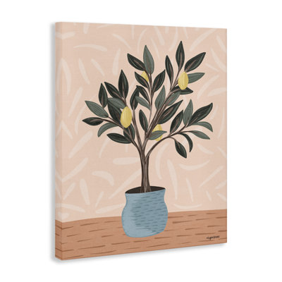 «Warm Lemon Tree in Vase», art mural par Lady Louise Designs