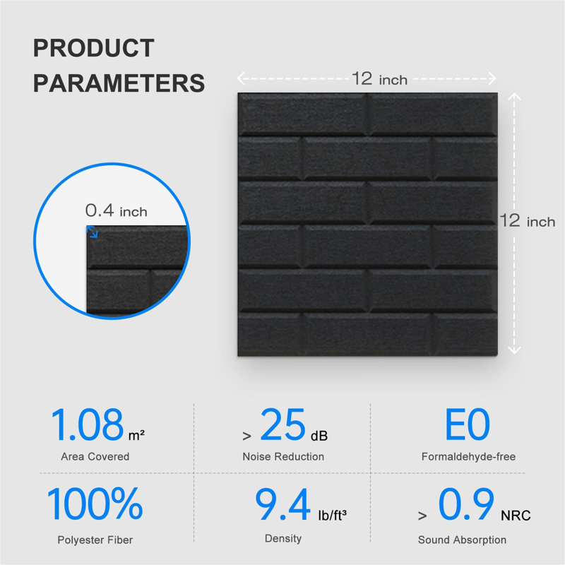 30.5 cm W Faux Brick Wall Paneling in Matte Black  (18-pack)