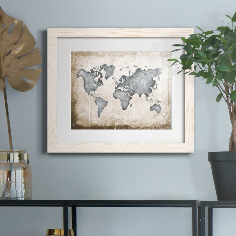 " Industrial Map ", 20" H x 24" W x 1" D, White Framed Paper